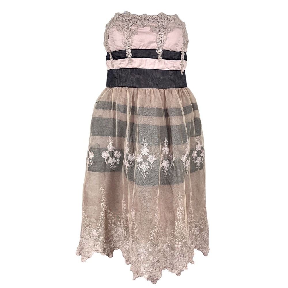 NWT Lulu's Miss Minuet Strapless‎ Dress Sz M Pink Lace Romantic Feminine HOCO